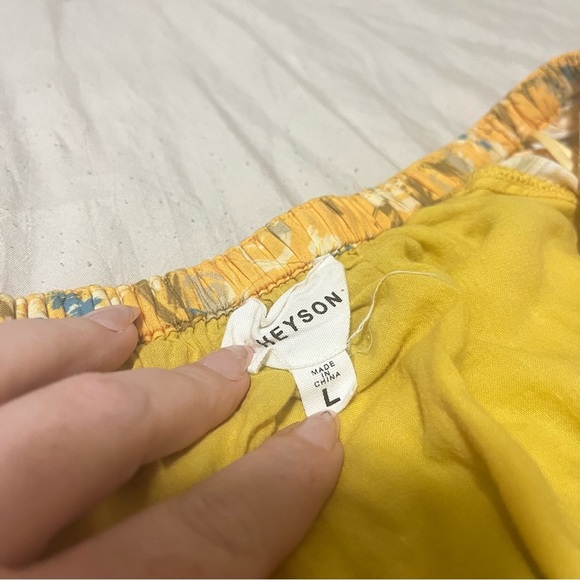 Heyson Women’s Floral Yellow Maxi Dress Half Sleeve V-neckline Cottagecore Large - Picture 12 of 12